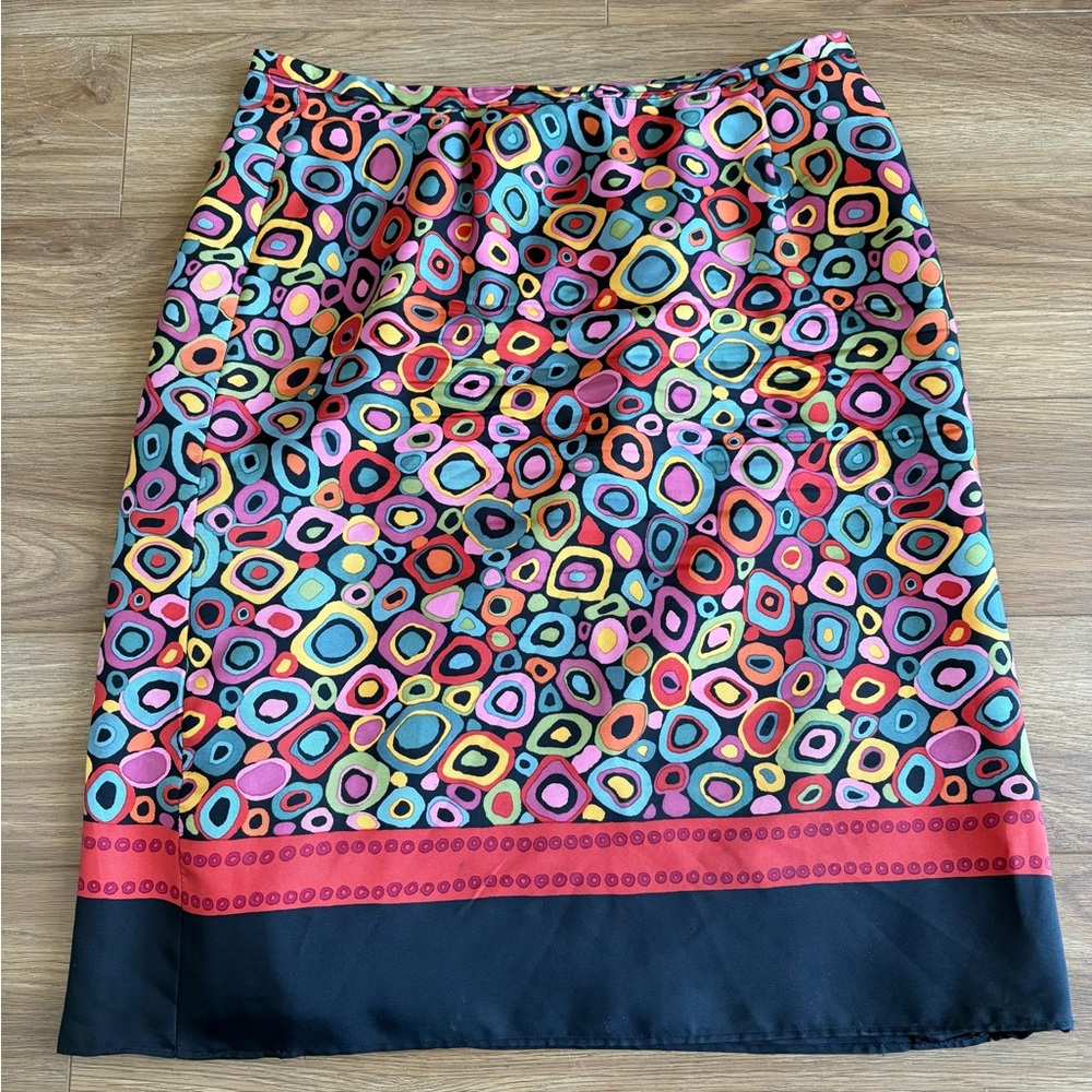 Harold’s Quality Apparel Women 100% Silk Pencil Skirt 10 Lined Back Zip Colorful